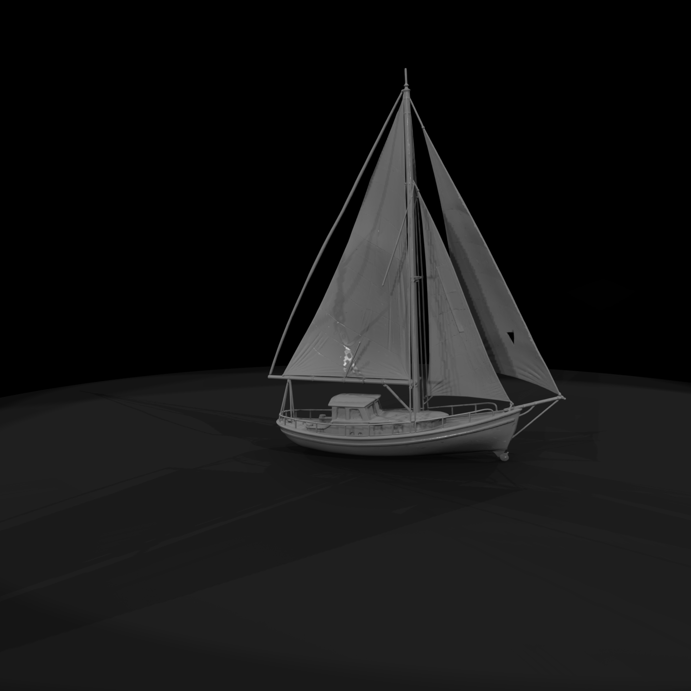 Sloop Cabin Sailboat — Diorama Yacht Prop
