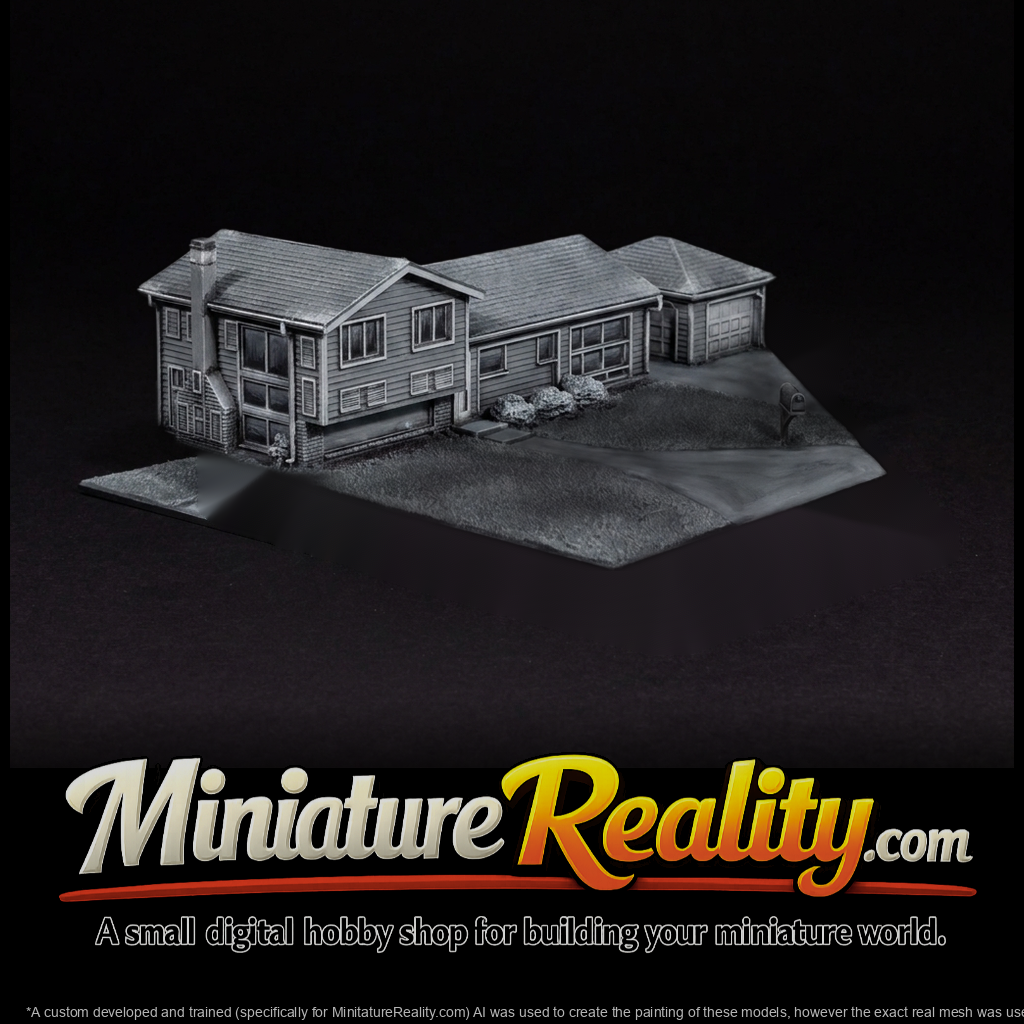 Split-Level Suburban House for Dioramas HO (1:87)