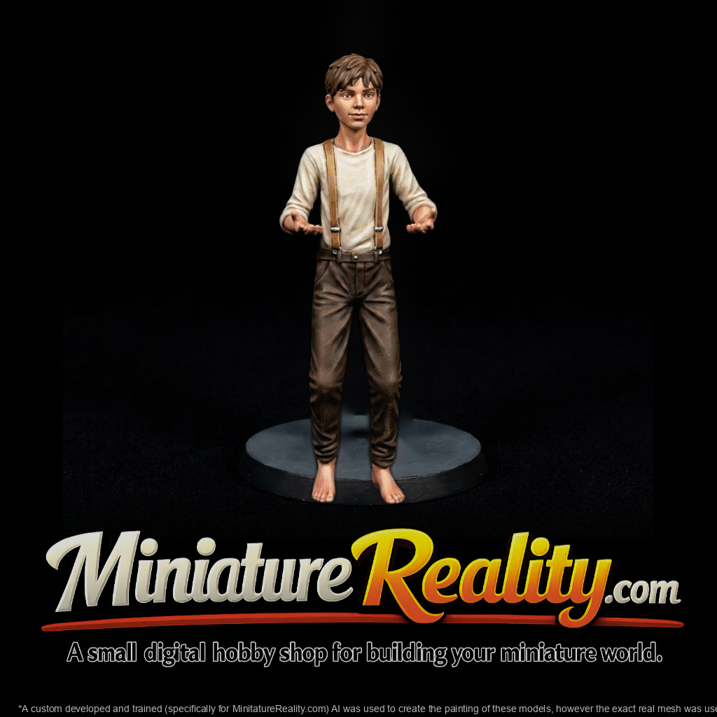 Standing young male barefoot figure for diorama