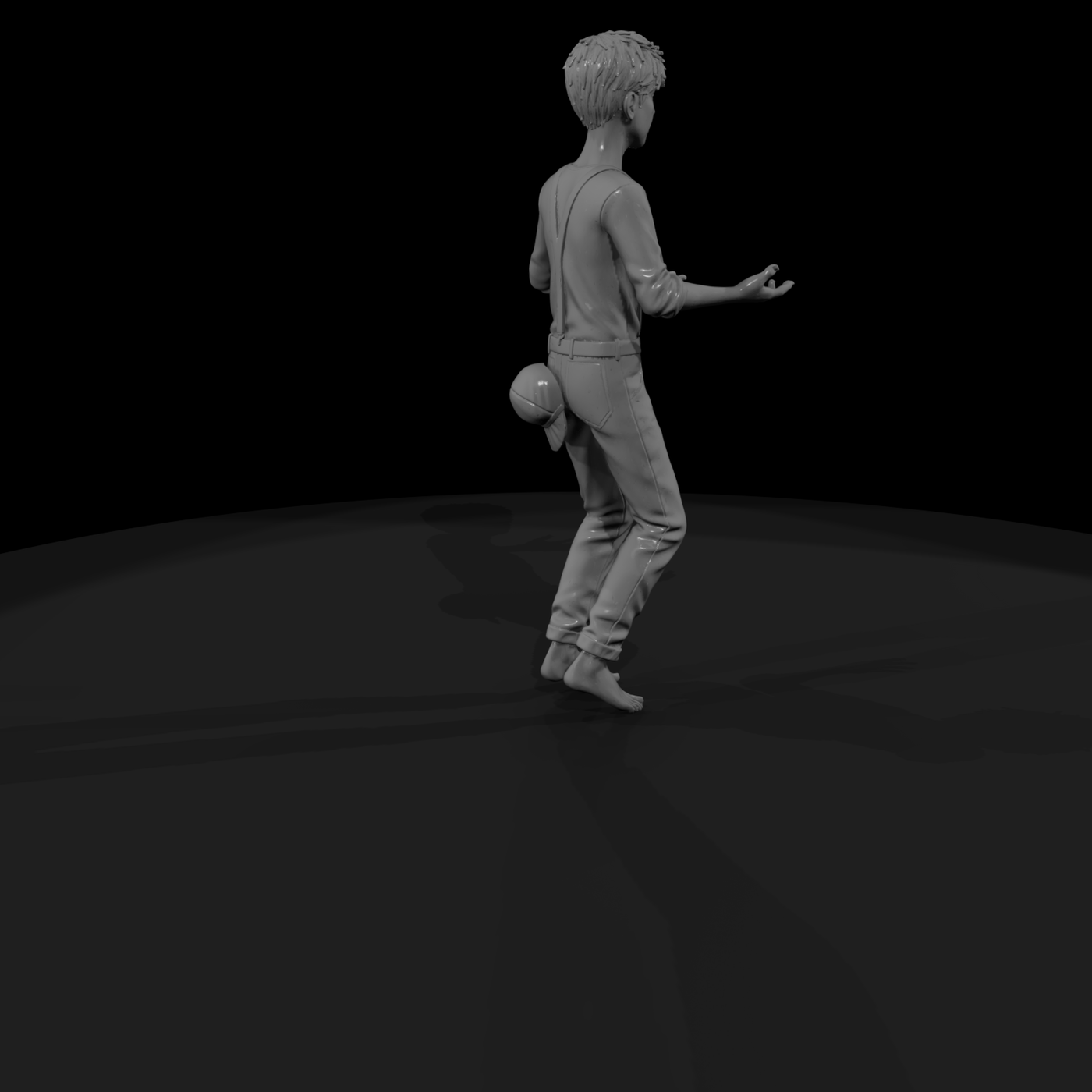 Standing young male barefoot figure for diorama