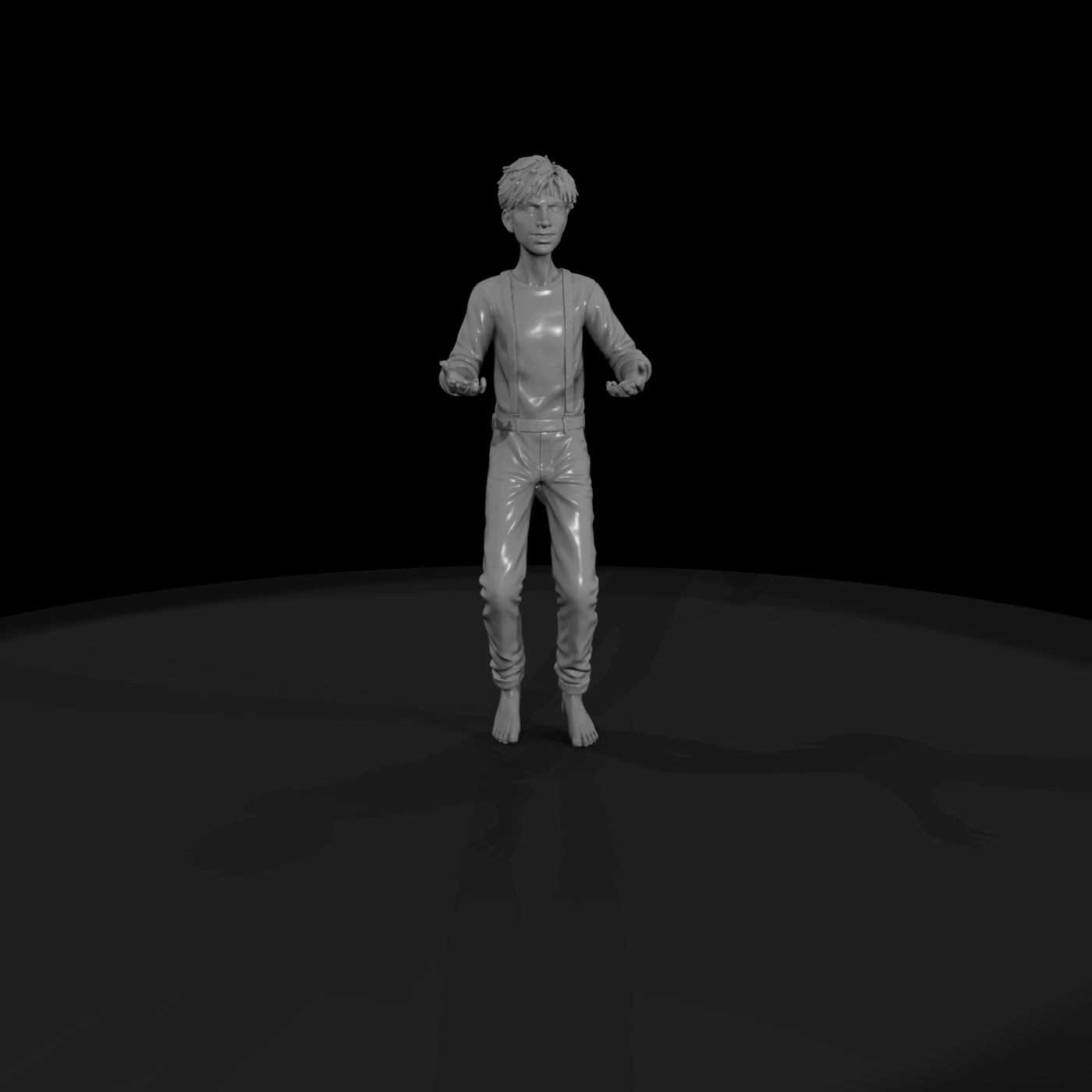 Standing young male barefoot figure for diorama