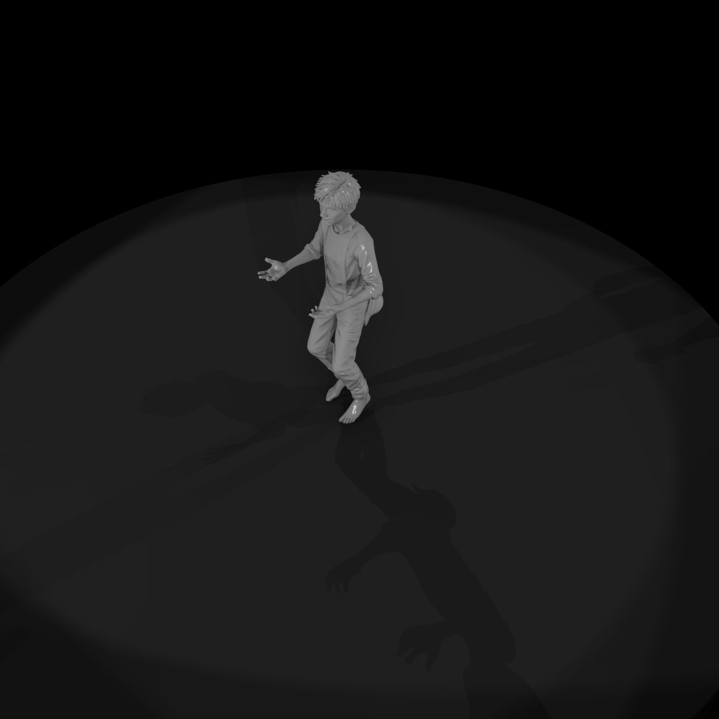 Standing young male barefoot figure for diorama