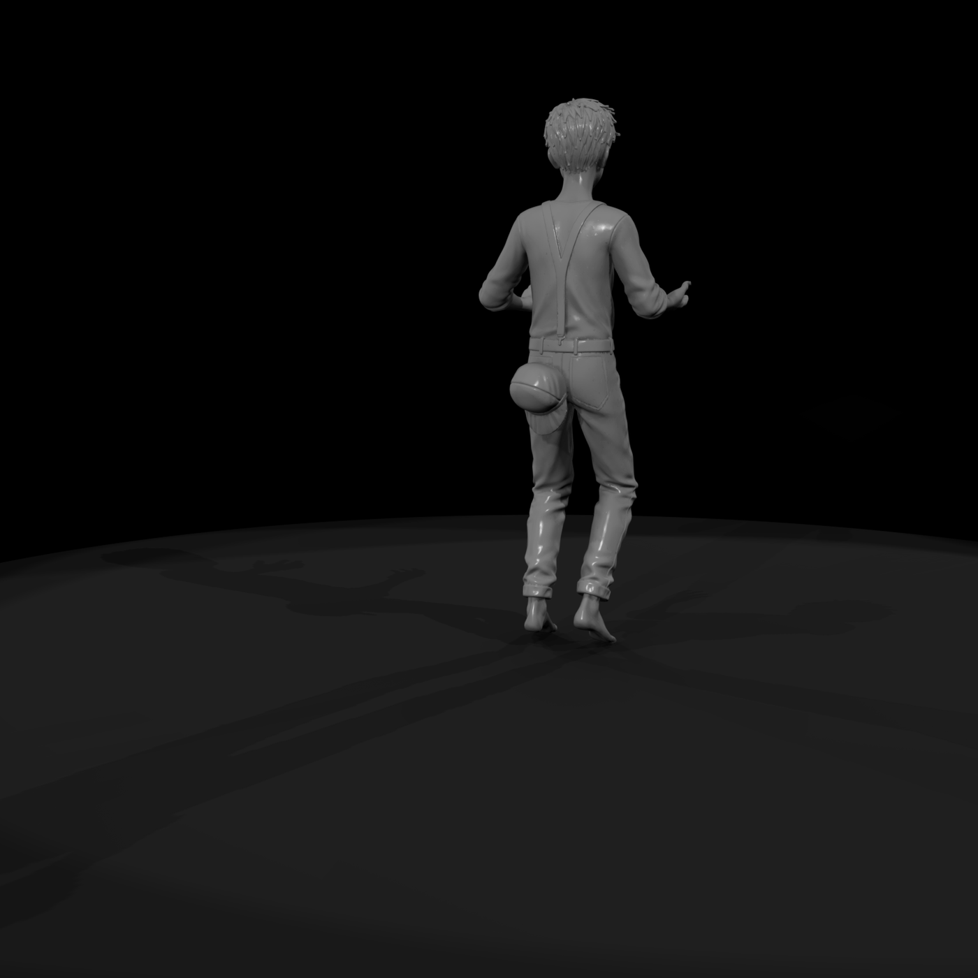 Standing young male barefoot figure for diorama