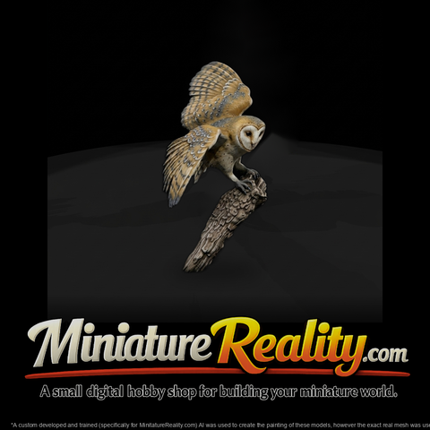 Stylized Barn Owl on Perch - Sculpture