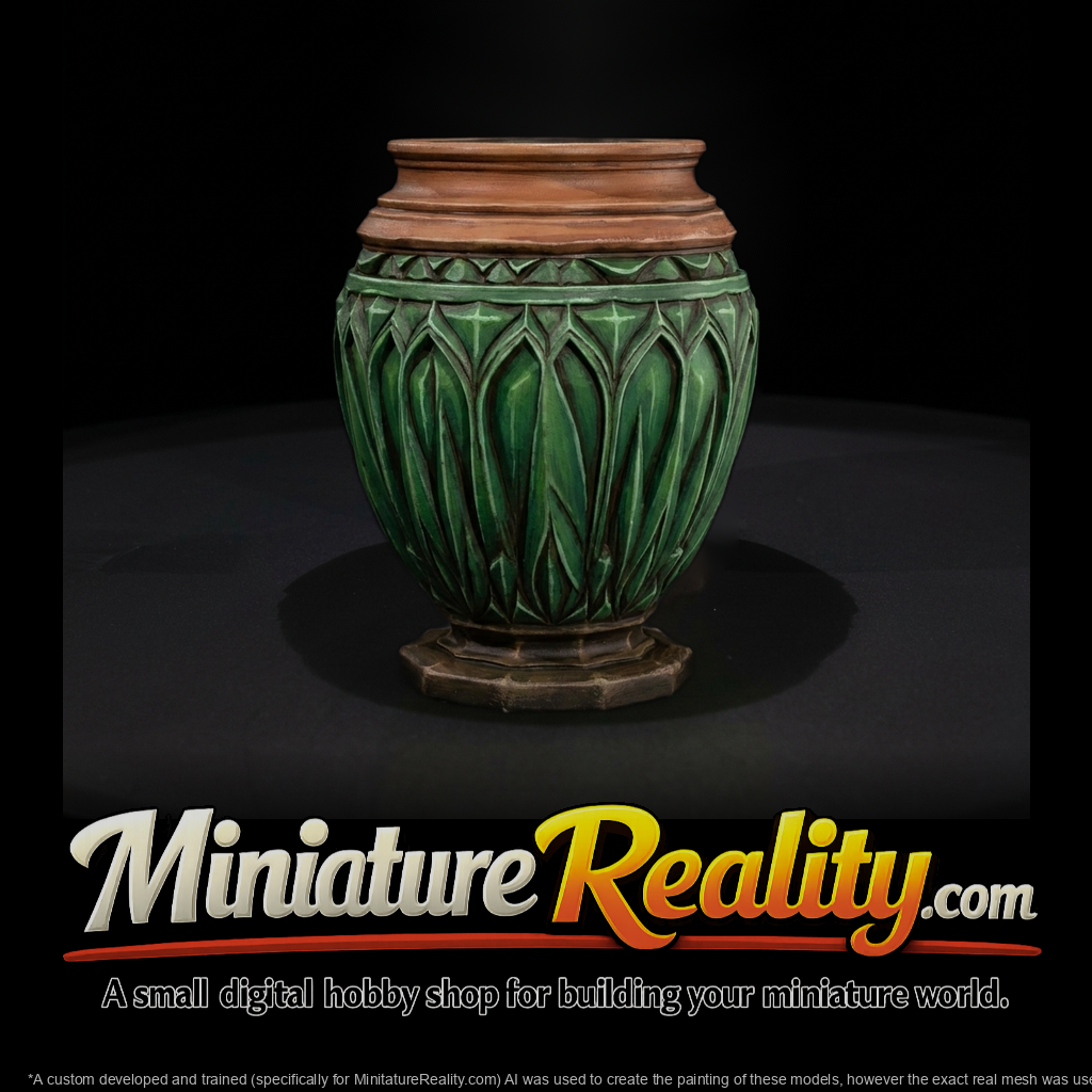 Stylized Carved Urn & Model Railroads