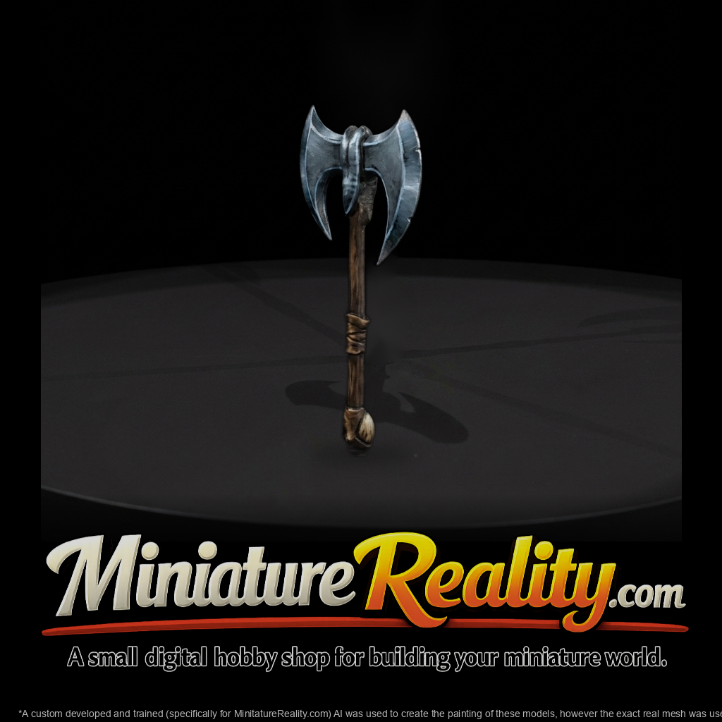 Stylized Fantasy Double-Bladed Battle Axe — Prop