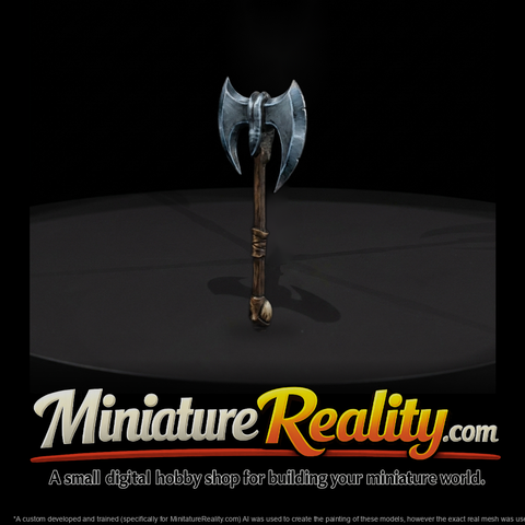 Stylized Fantasy Double-Bladed Battle Axe — Prop