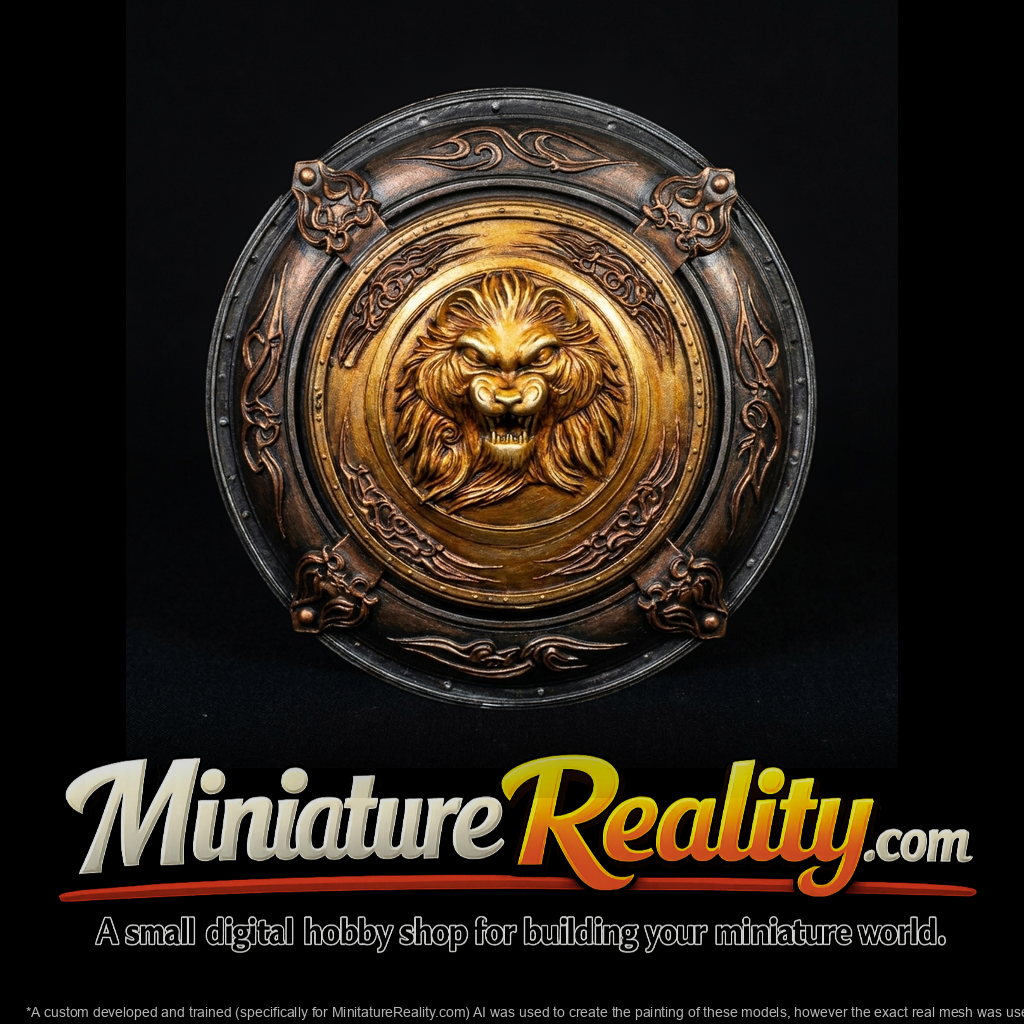 Stylized Lion-Head Round Shield — Fantasy Prop