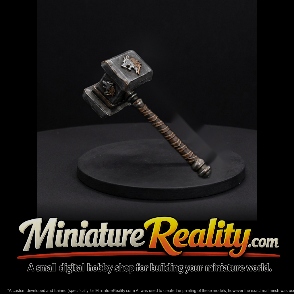 Stylized Medieval Wolf Crest War Hammer Miniature
