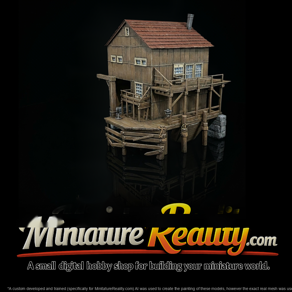 Stylized Rustic Dockside Boathouse