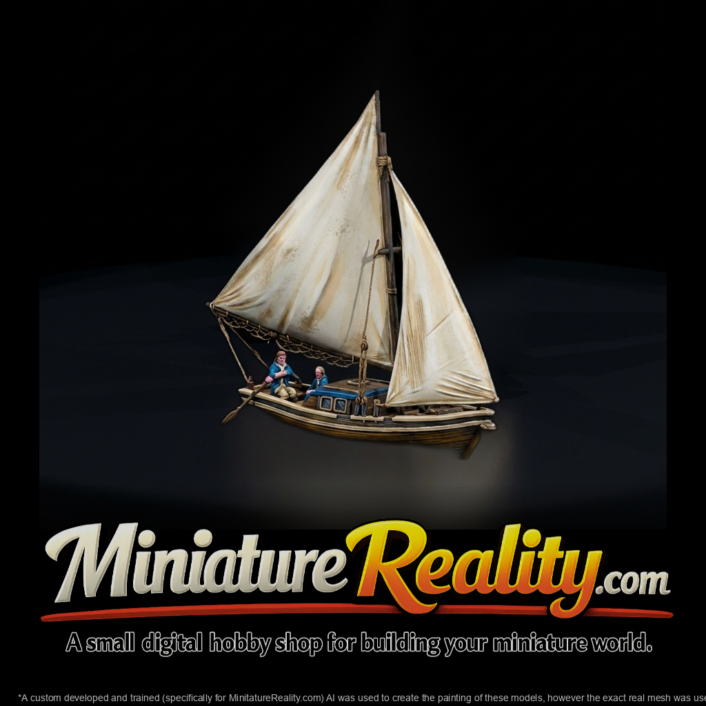 Stylized Sailboat with Crew