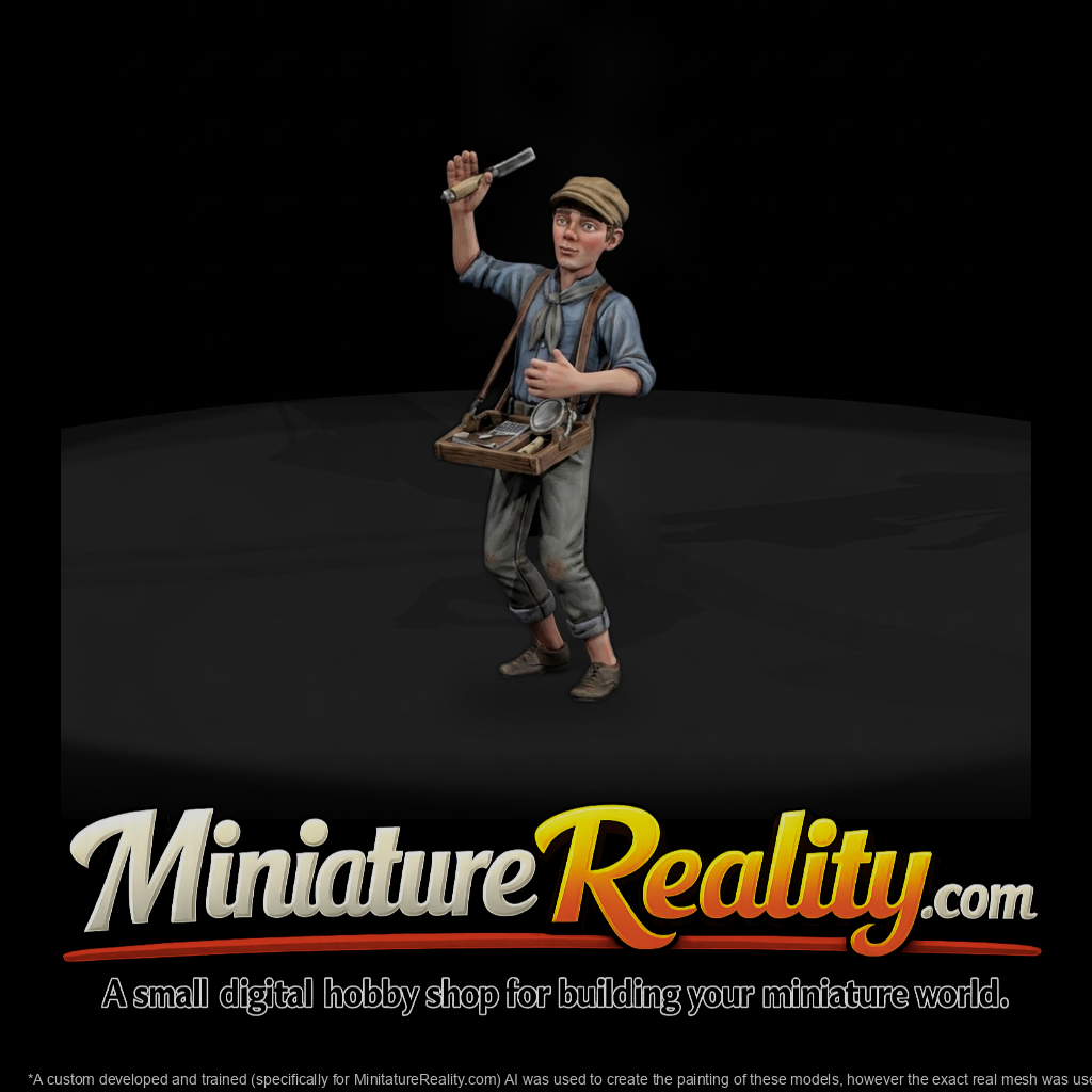 Stylized Traveling Barber Boy Figure