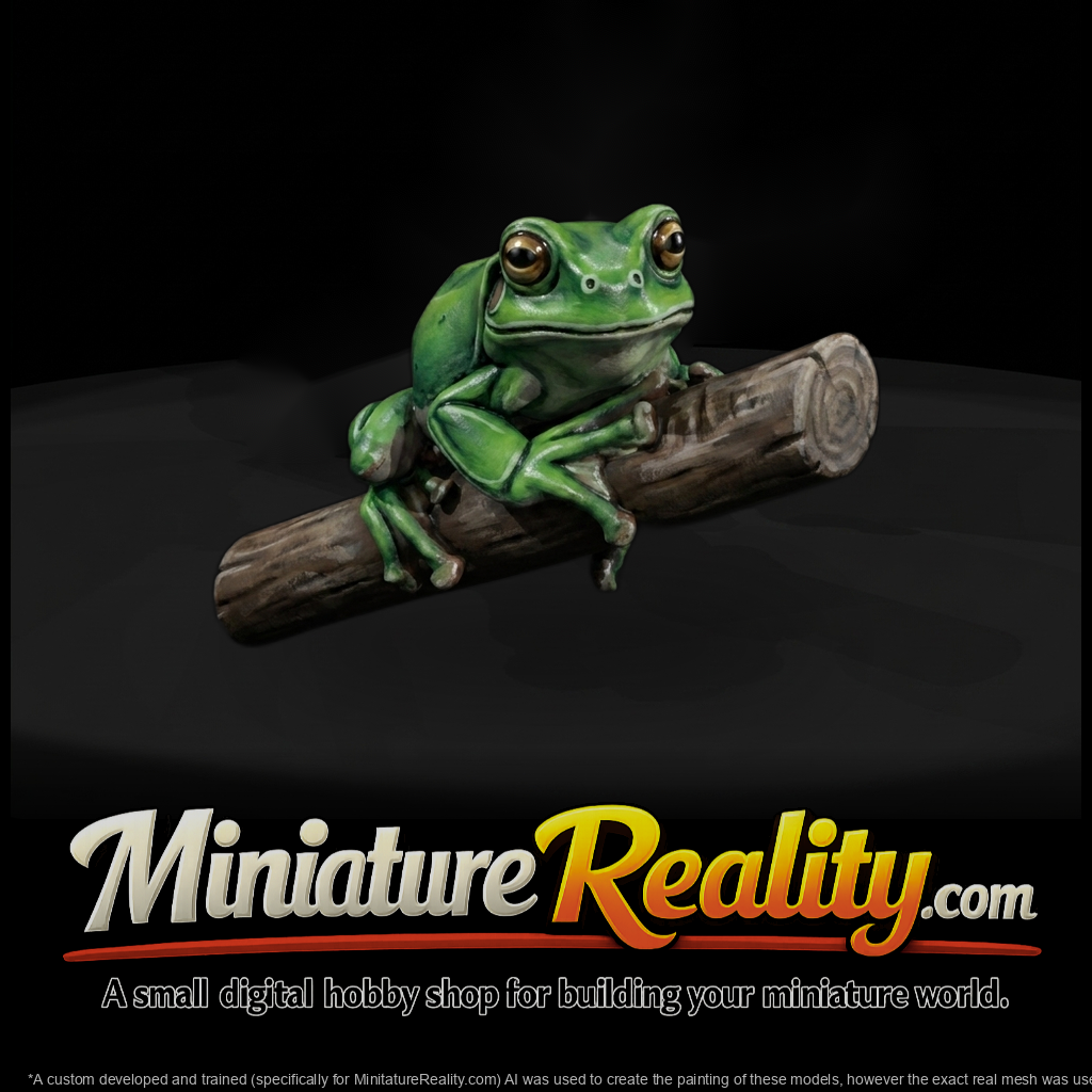 Stylized Tree Frog on Branch — & Train Layout Prop