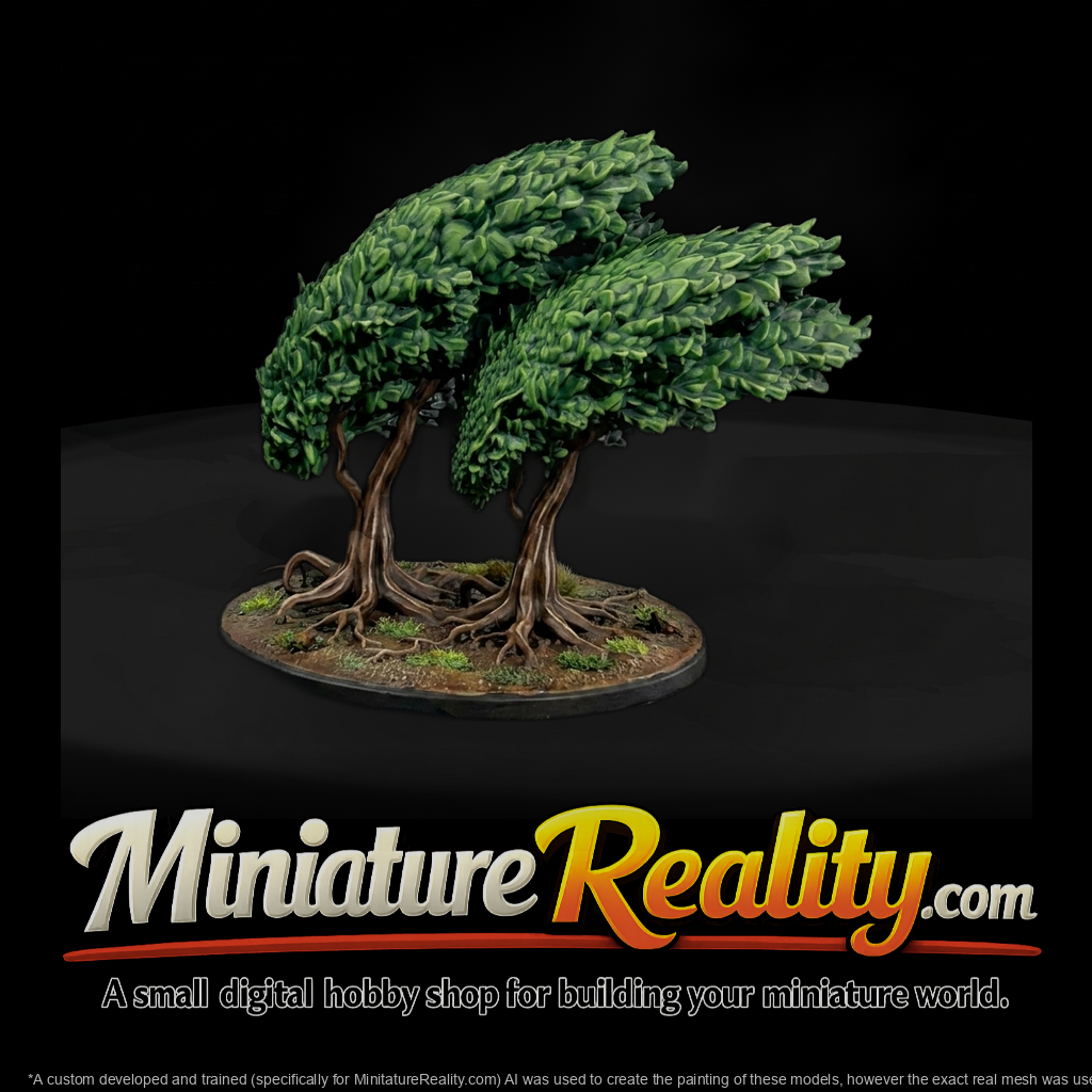Stylized Twin Trees on Round Base and Tabletop