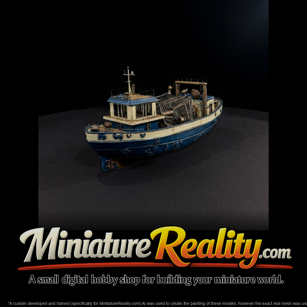 Stylized Weathered Fishing Trawler — Ideal for Harbor Dioram