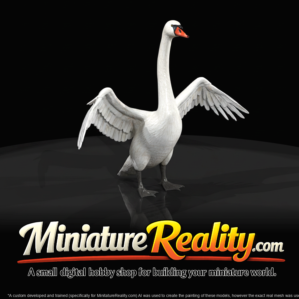 Swan spreading with wings (estimated)