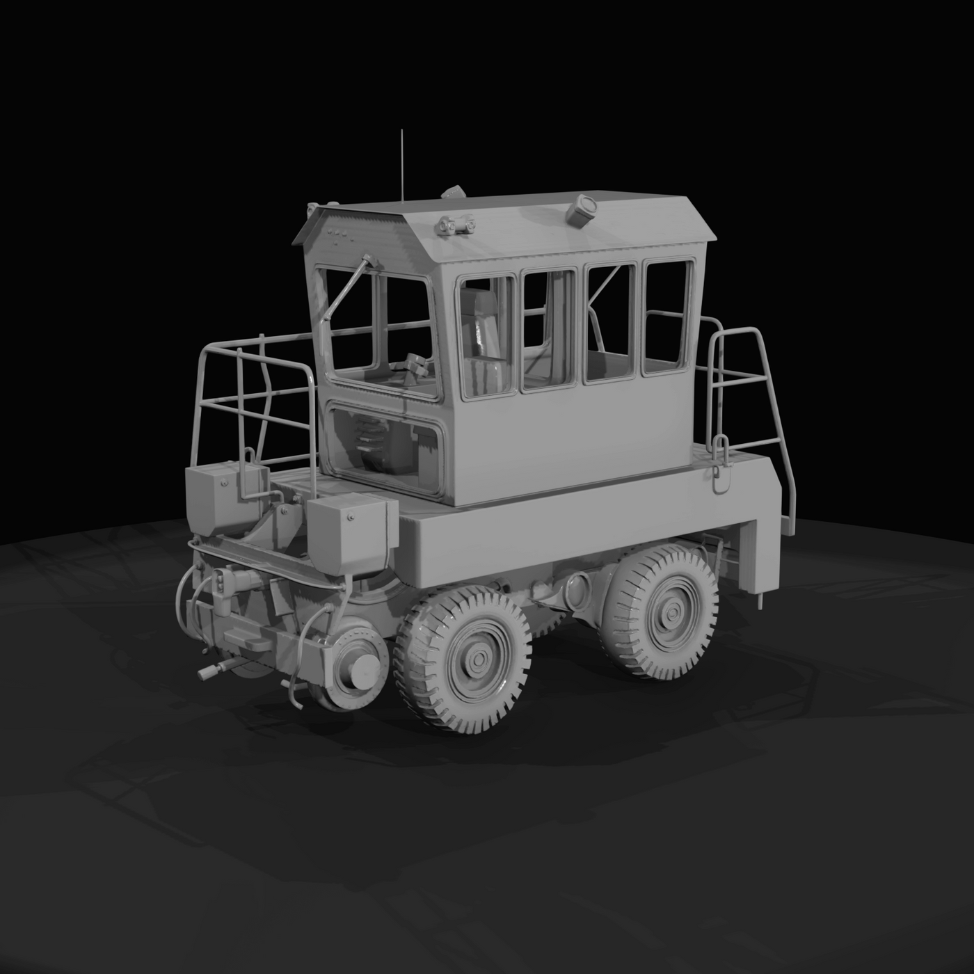 small four-wheeled maintenance/inspection trolley or yard tractor used for track or facility maintenance