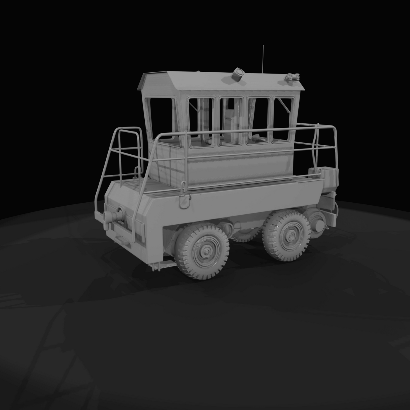 small four-wheeled maintenance/inspection trolley or yard tractor used for track or facility maintenance