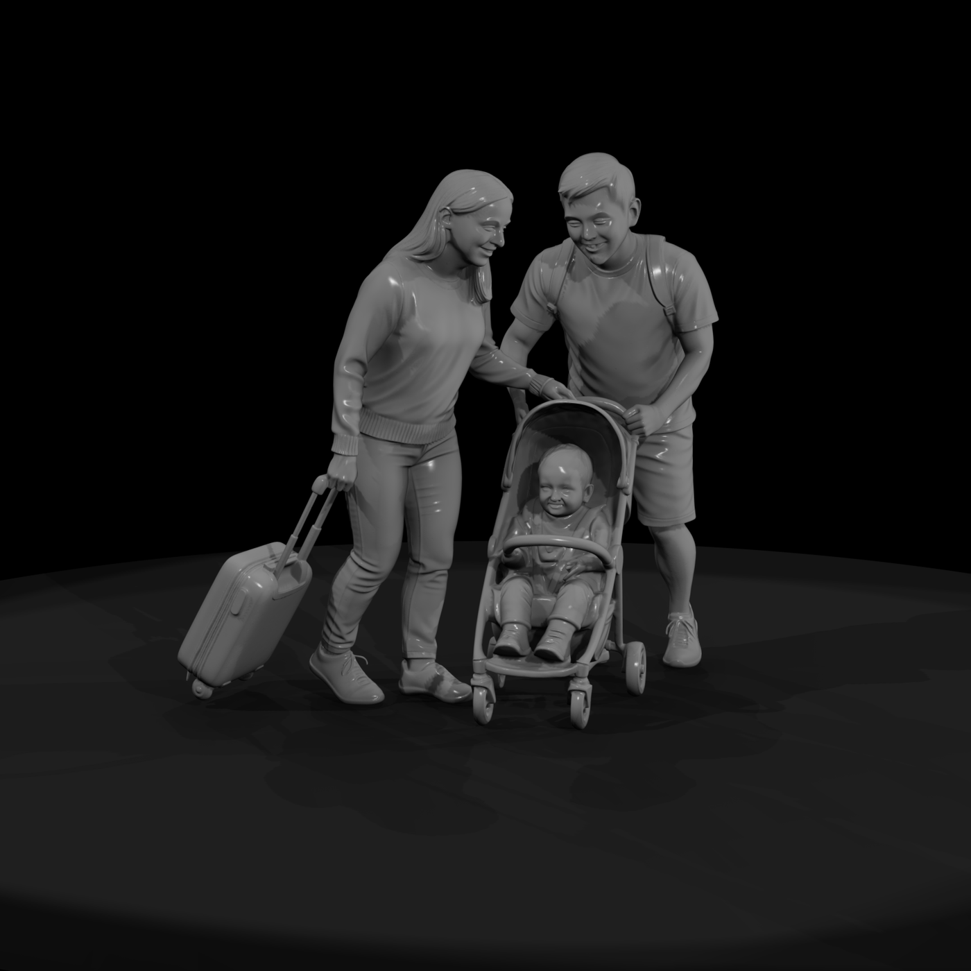 Traveling Family with Stroller