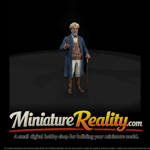 Turbaned Victorian Gentleman Figure - with Cane