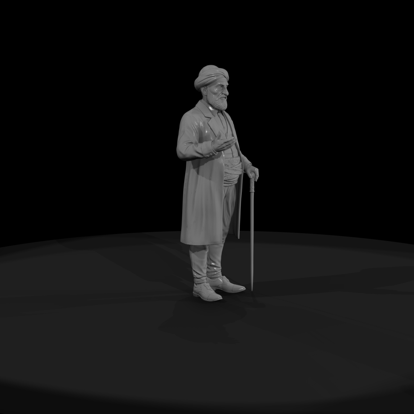 Turbaned Victorian Gentleman Figure - with Cane