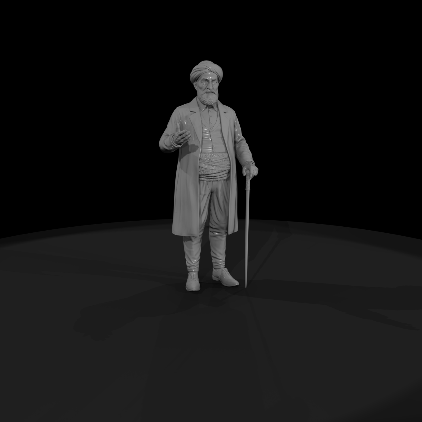 Turbaned Victorian Gentleman Figure - with Cane