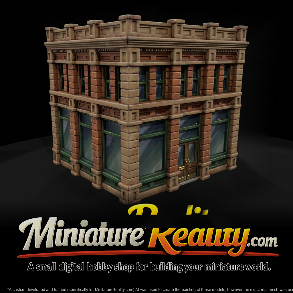 Two-Story Corner Storefront — HO/1:87 Diorama Building