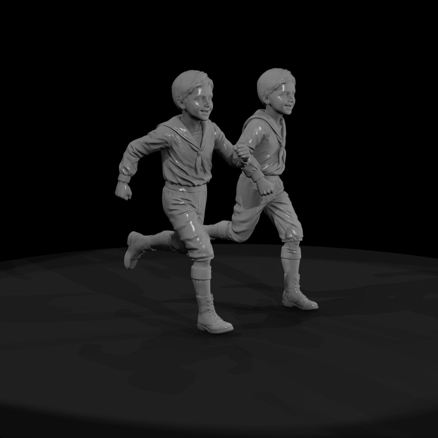 Victorian Boys Running Pair