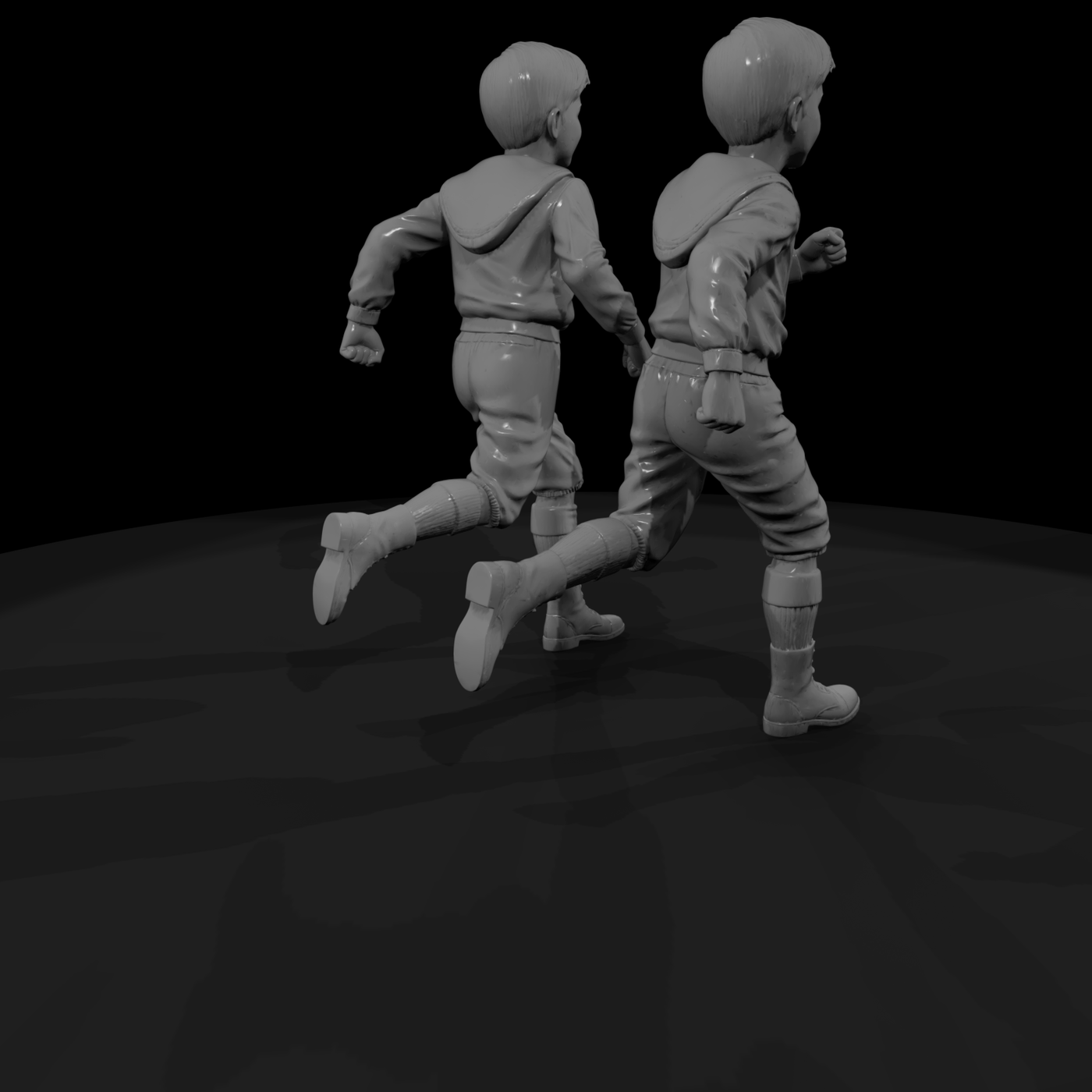 Victorian Boys Running Pair