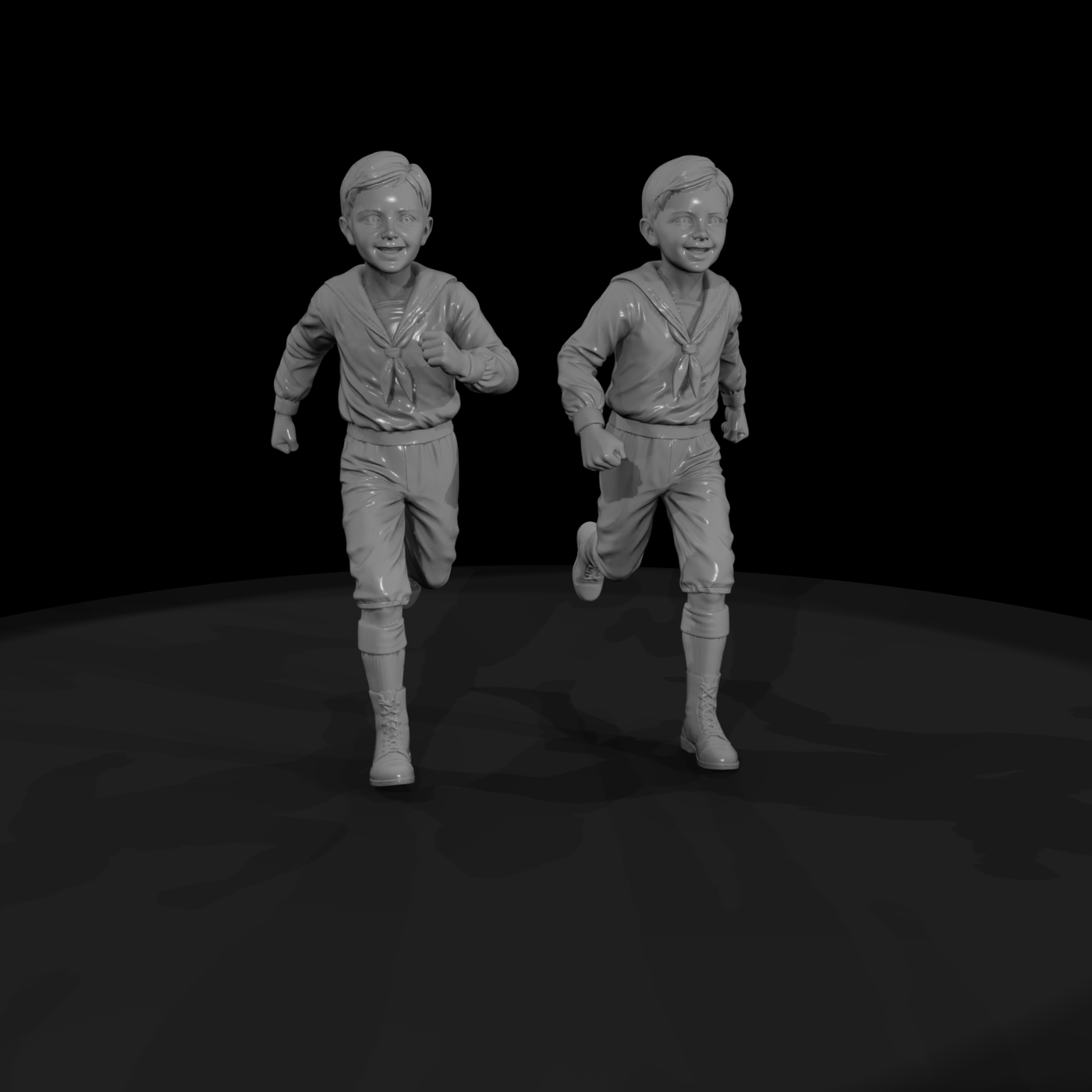 Victorian Boys Running Pair
