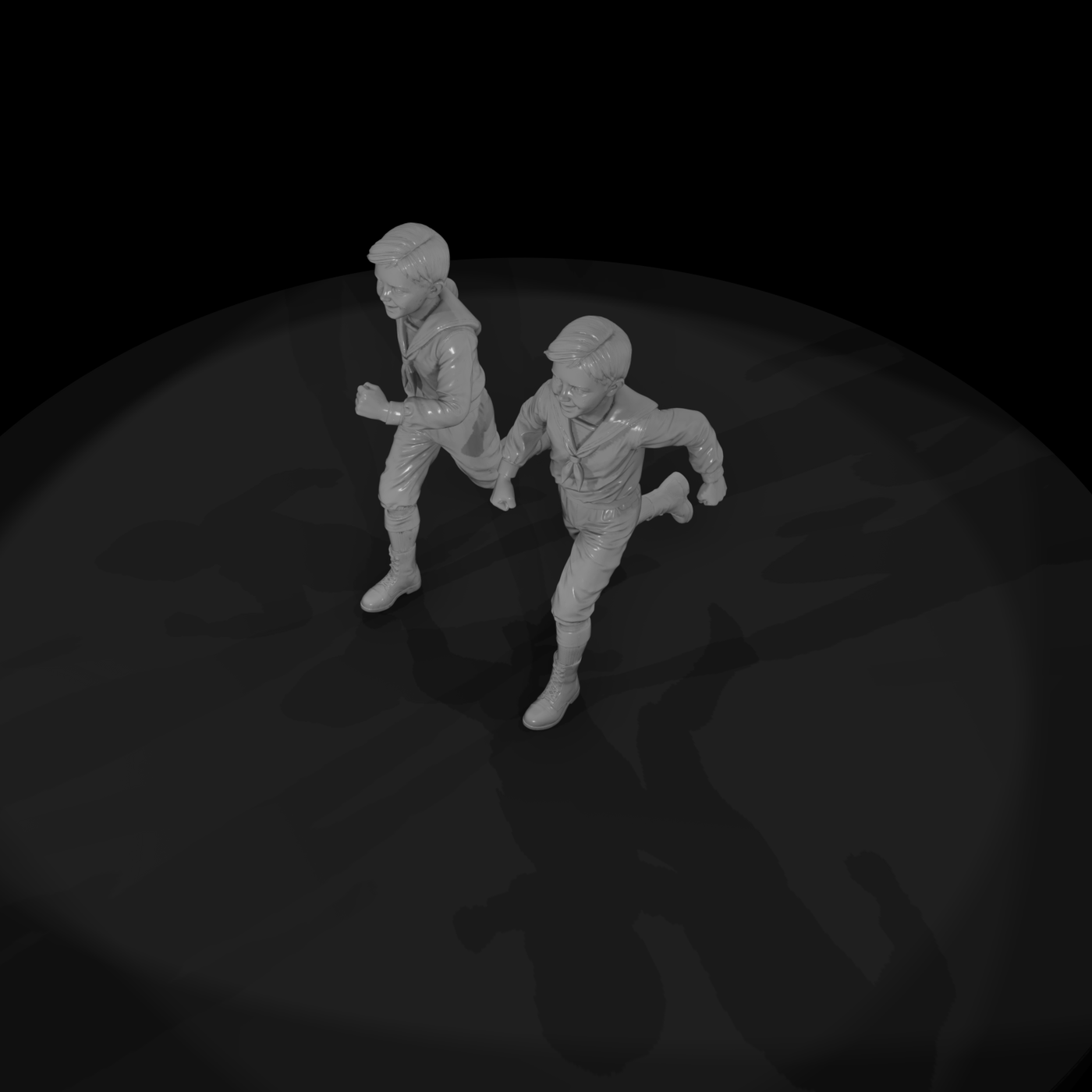Victorian Boys Running Pair