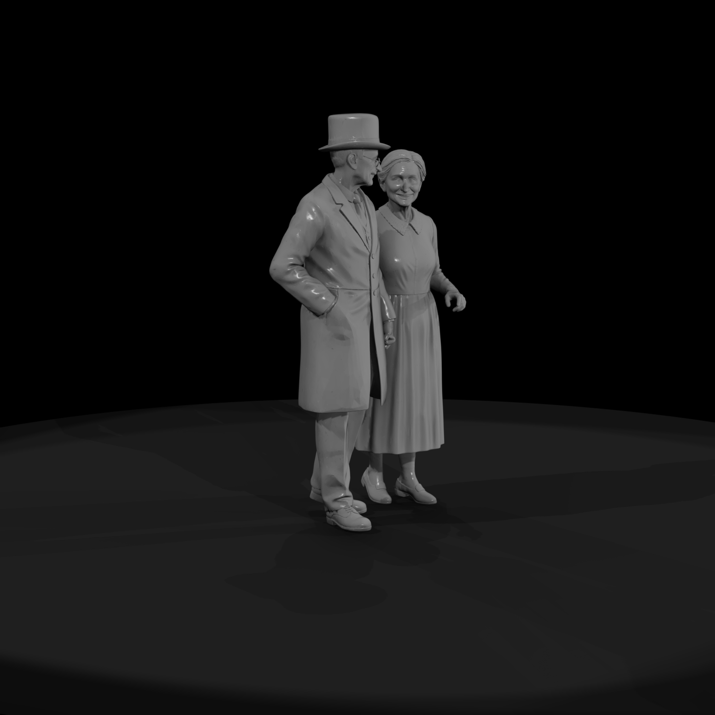 Victorian Elderly Couple Walking