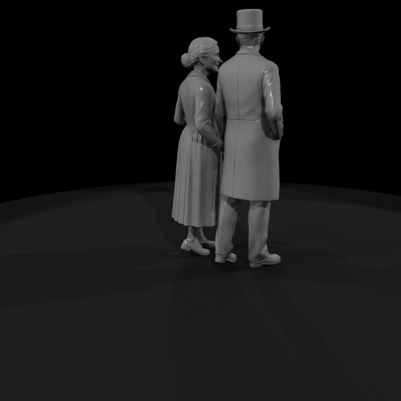 Victorian Elderly Couple Walking