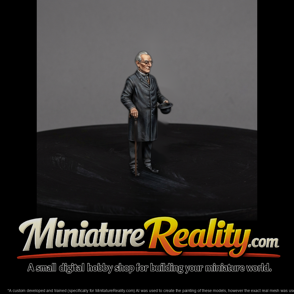Victorian Gentleman Figure with Cane and Hat