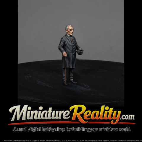 Victorian Gentleman Figure with Cane and Hat