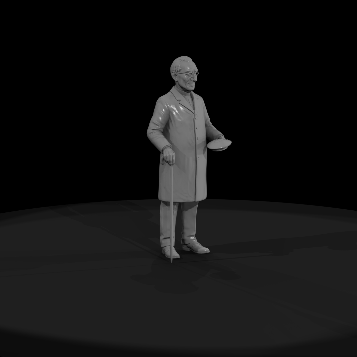 Victorian Gentleman Figure with Cane and Hat