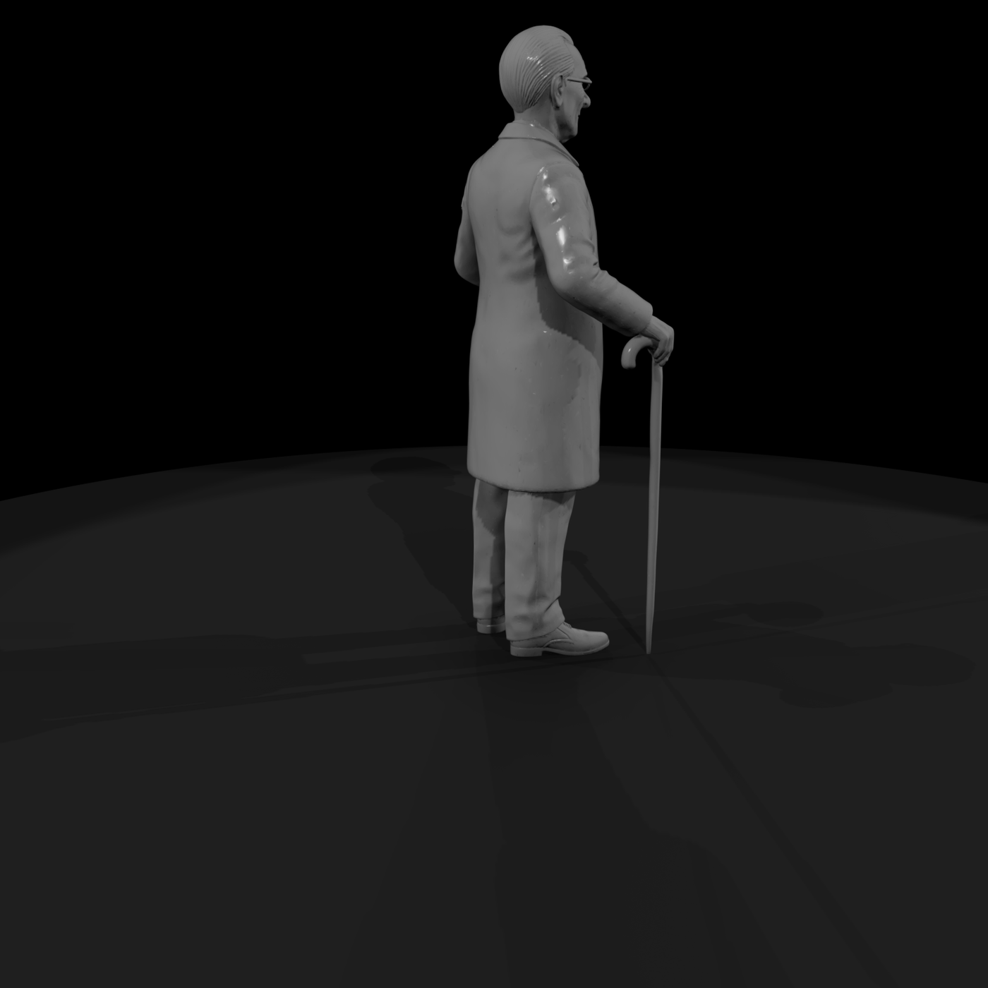 Victorian Gentleman Figure with Cane and Hat