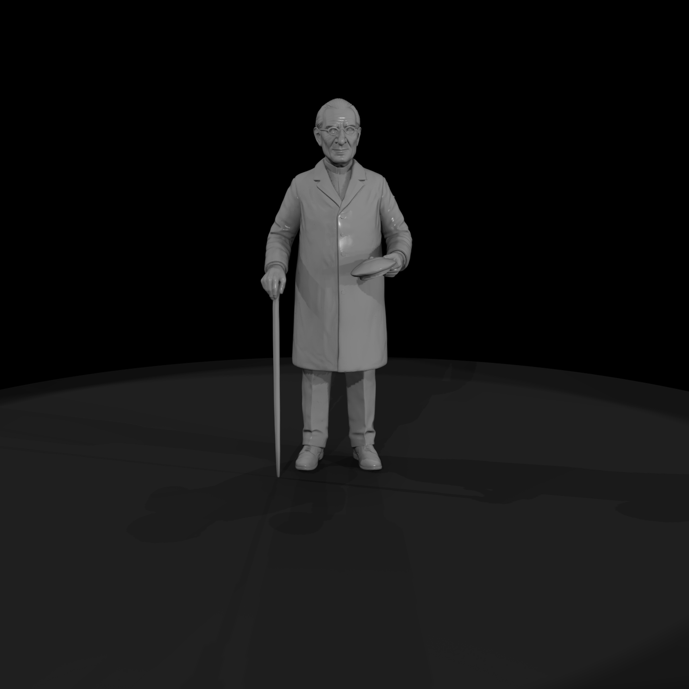 Victorian Gentleman Figure with Cane and Hat