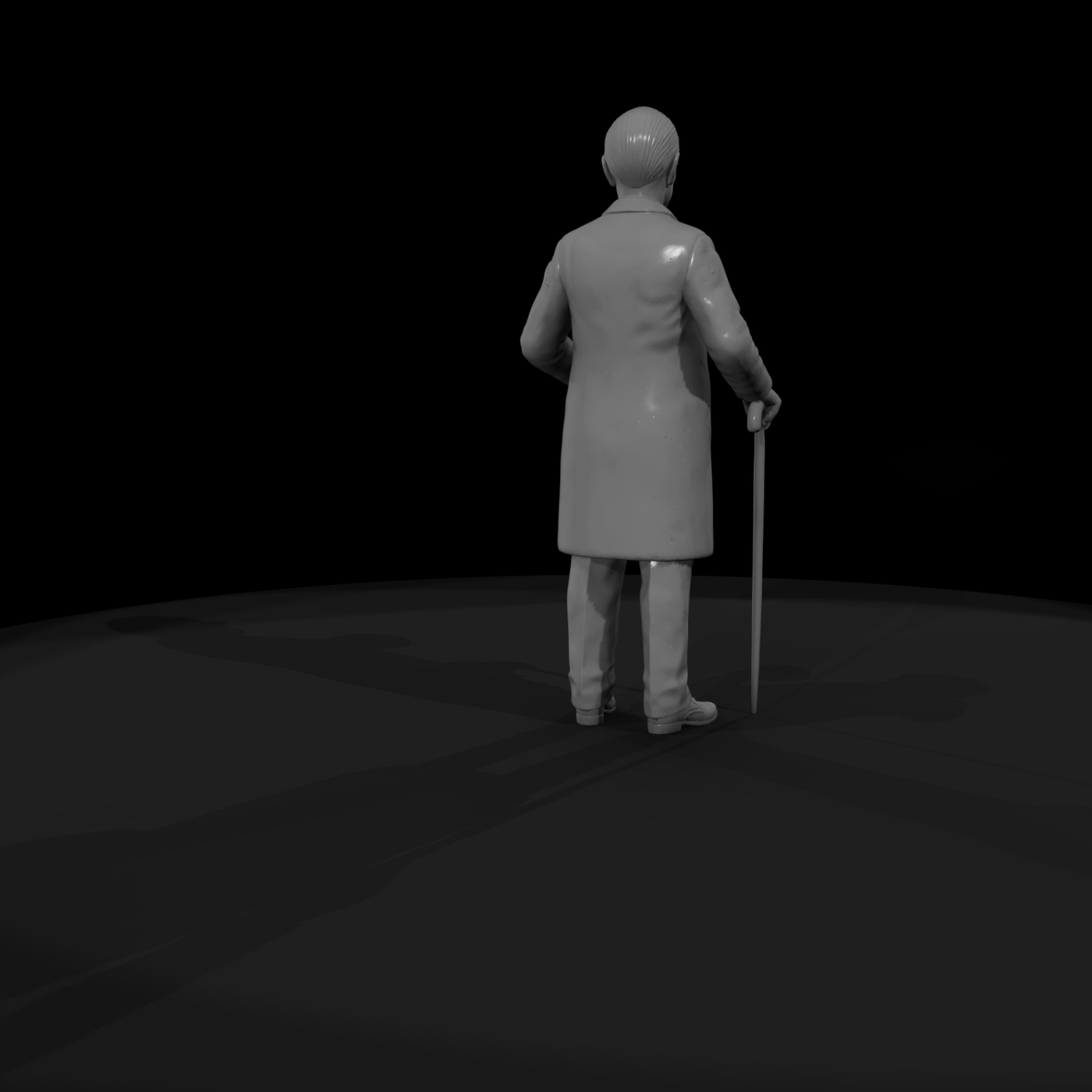 Victorian Gentleman Figure with Cane and Hat