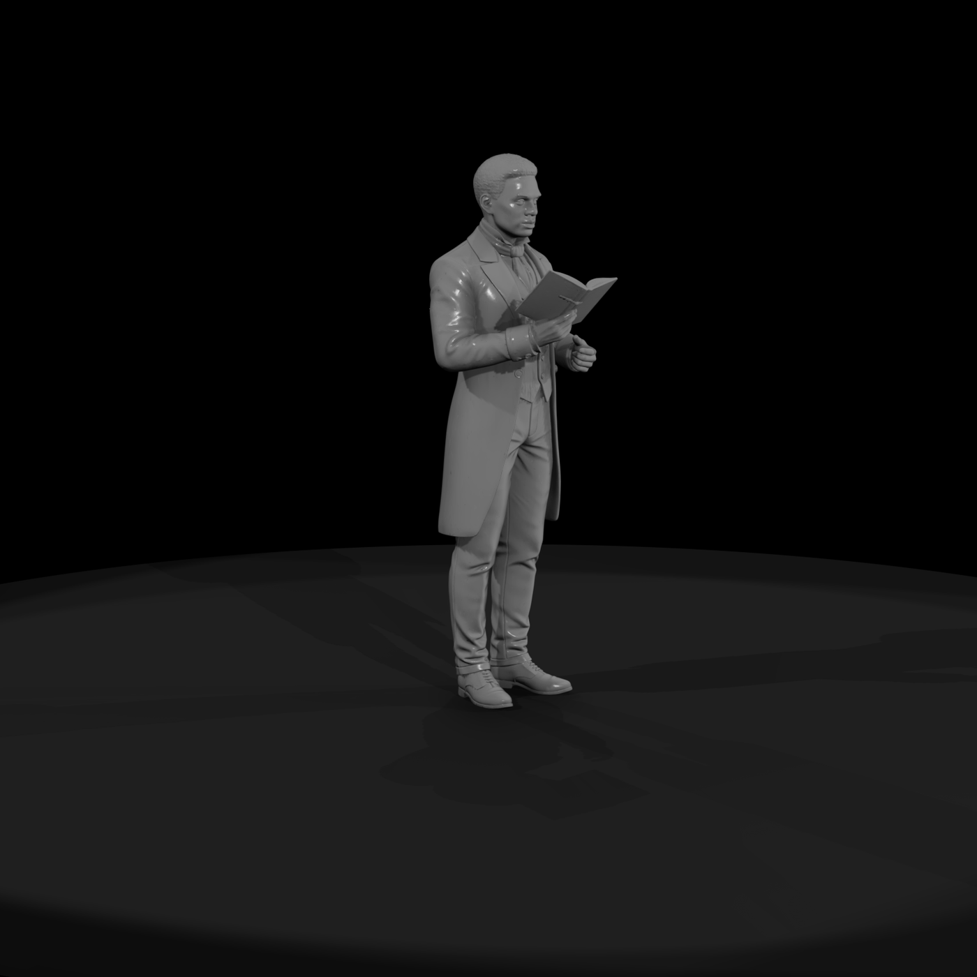 Victorian Gentleman Reading Book Figure for Dioramas 1800