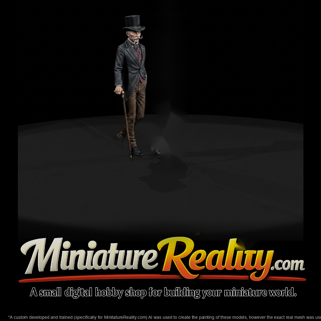 Victorian Gentleman in Top Hat with Cane for Dioramas