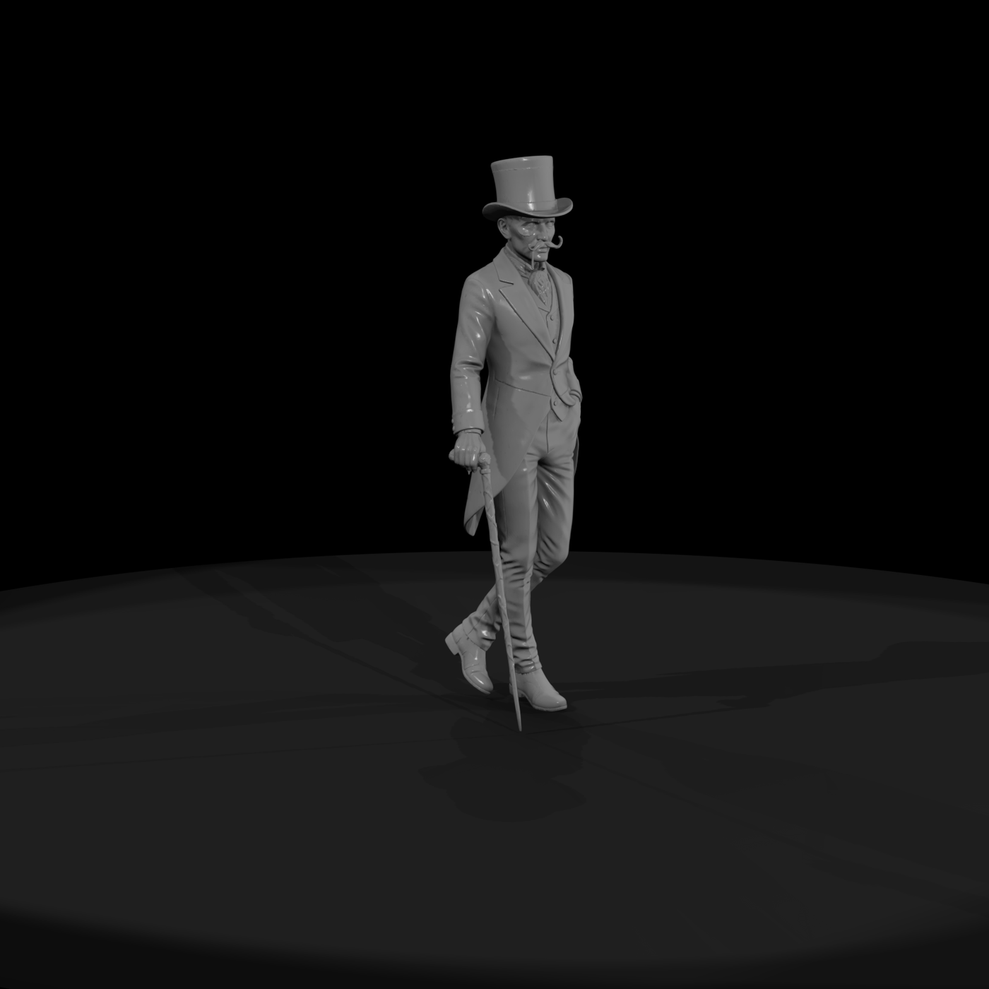 Victorian Gentleman in Top Hat with Cane for Dioramas