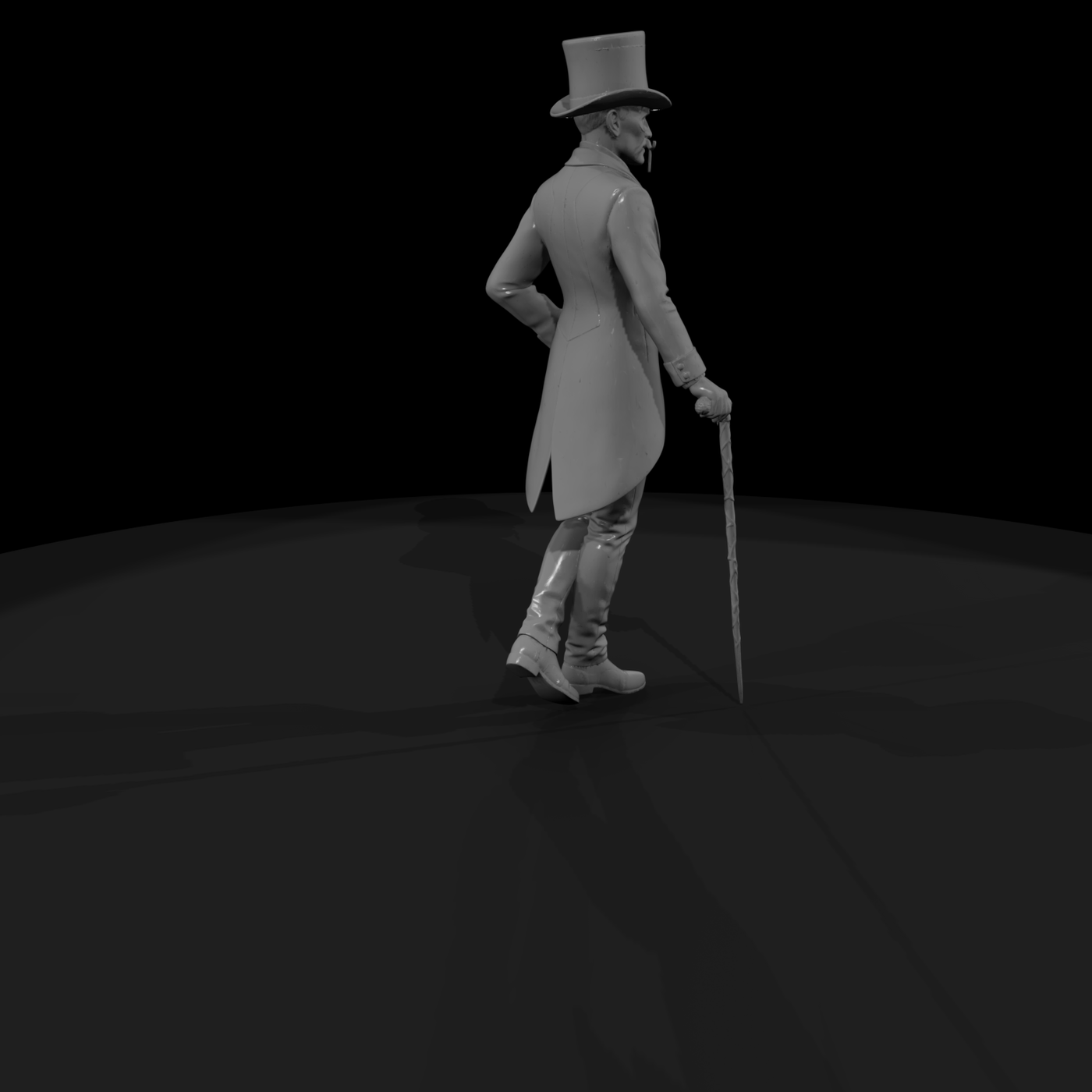 Victorian Gentleman in Top Hat with Cane for Dioramas