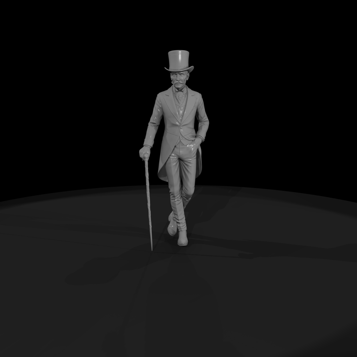 Victorian Gentleman in Top Hat with Cane for Dioramas