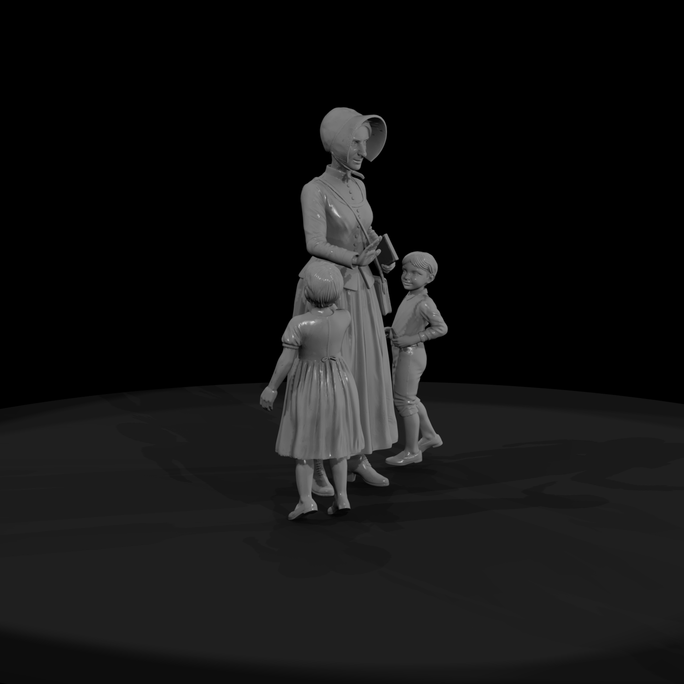 Victorian Woman and Children Figures for Dioramas