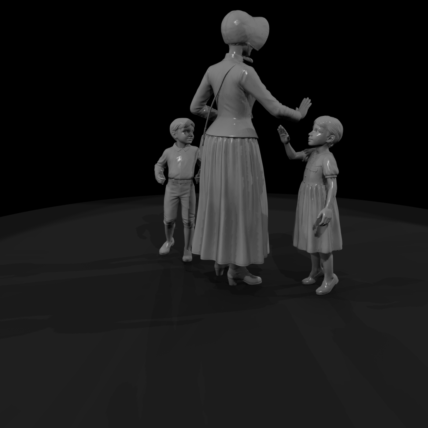 Victorian Woman and Children Figures for Dioramas