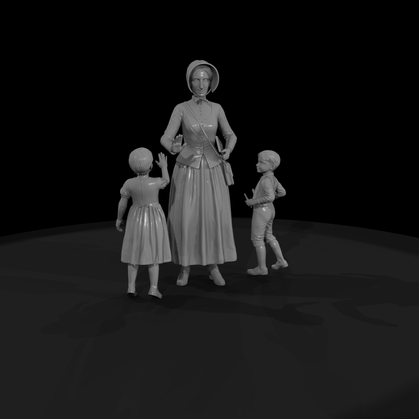 Victorian Woman and Children Figures for Dioramas