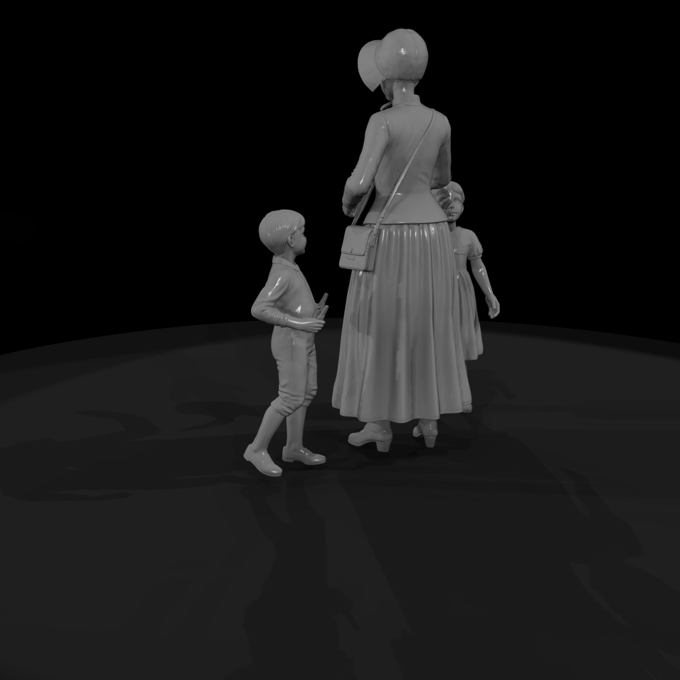Victorian Woman and Children Figures for Dioramas