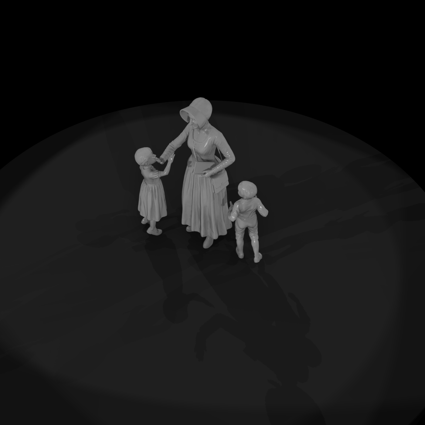 Victorian Woman and Children Figures for Dioramas