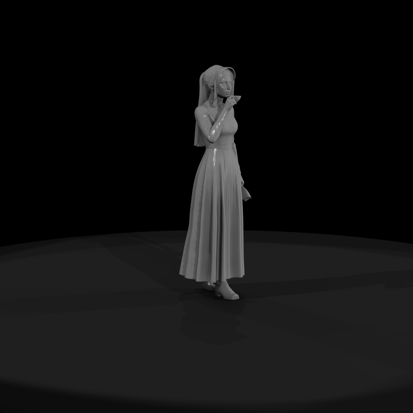 Victorian Woman with Teacup — Diorama
